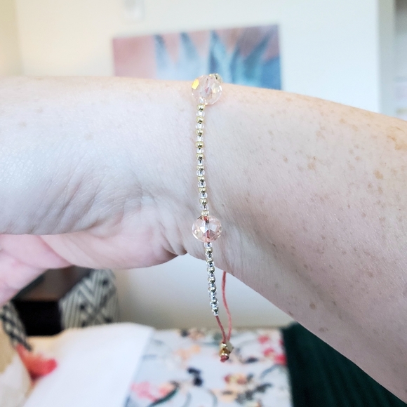 Elegant Pullstring Bracelet in Pinks and Golds - Picture 5 of 7